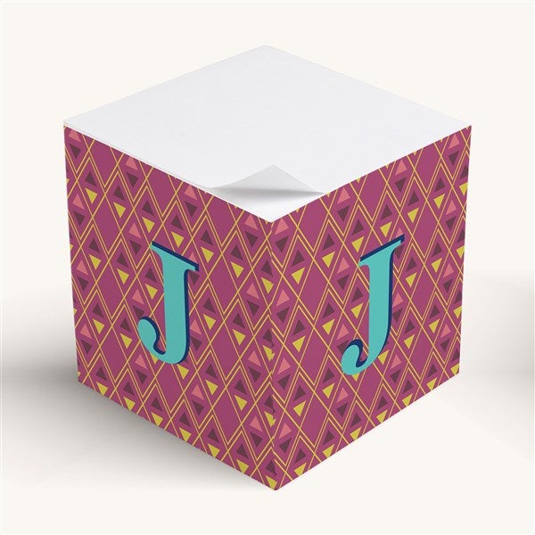 Geometric Monogram Personalized Paper Note Cube  - 54253