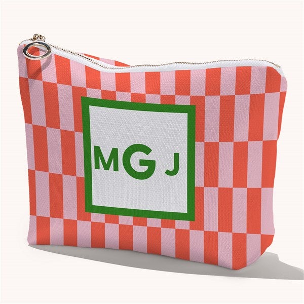 Bright Check Monogram Personalized Makeup Bag  - 54256