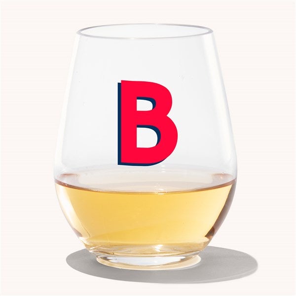 Shadow Initial Personalized Tritan Unbreakable Wine Glass  - 54265