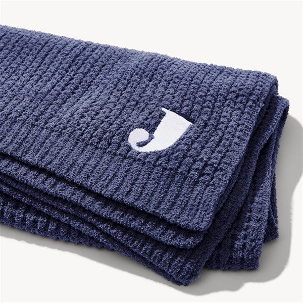 Initial Embroidered Saranoni Waffle Knit Throw - Oxford  - 54315