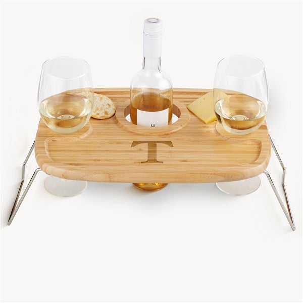 Initial Personalized Wine Picnic Tray  - 54326