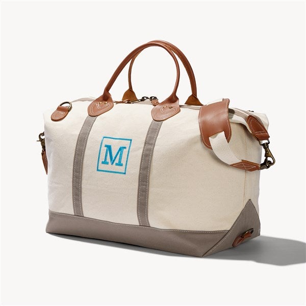 Initial Weekender Embroidered Canvas Duffel Bag  - 54337