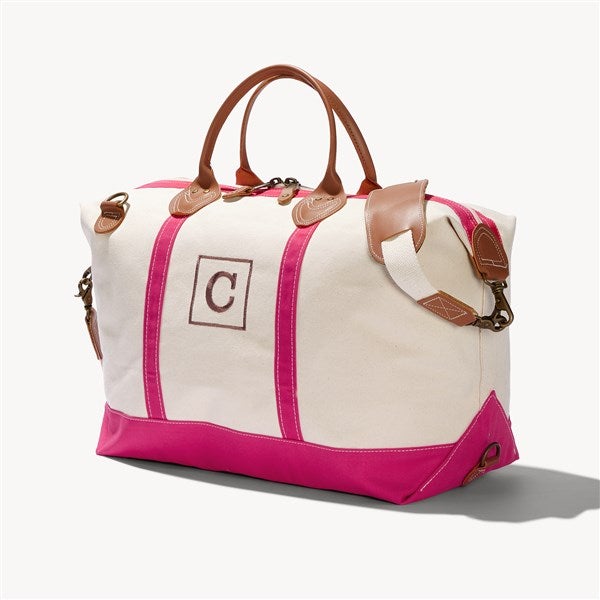 Initial Weekender Embroidered Canvas Duffel Bag  - 54337
