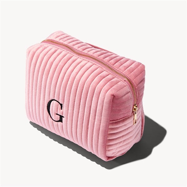 Initial Embroidered Velvet Makeup Bags  - 54340