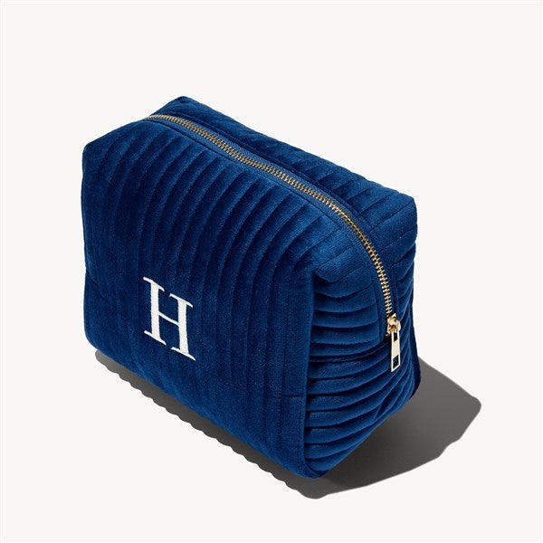 Initial Embroidered Velvet Makeup Bags  - 54340
