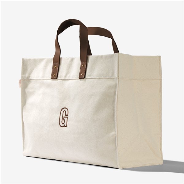 Initial Embroidered Tote Bag  - 54346