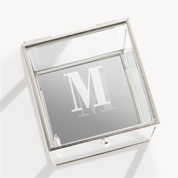 Engraved Initial Glass Jewelry Box  - 54347
