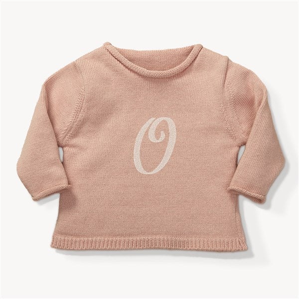 Initial Embroidered Mauve Baby Sweater  - 54368