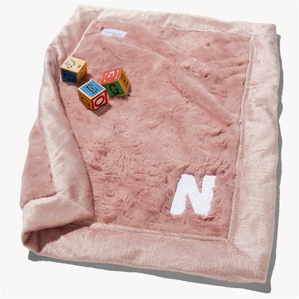 Initial Embroidered Mini Blanket - Ballet Slipper Pink  - 54376