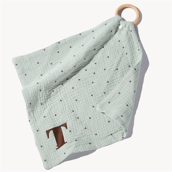 Initial Embroidered Mini Teether Blankie in Polka Dot  - 54381