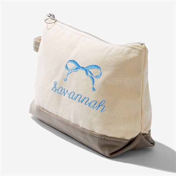 Darling Bow Embroidered Canvas Makeup Bag - 54435