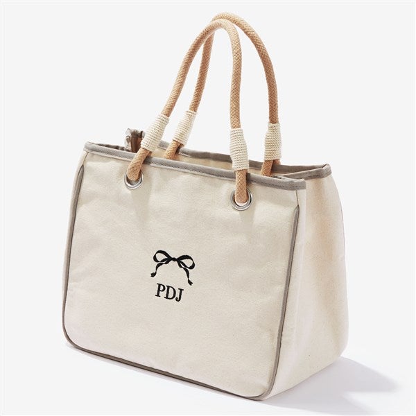 Darling Bow Embroidered Canvas Rope Tote - 54436