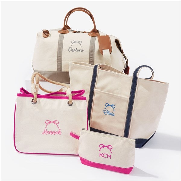 Darling Bow Embroidered Canvas Rope Tote