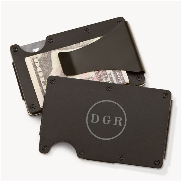Monogram Engrave Black Metal Wallet  - 54468