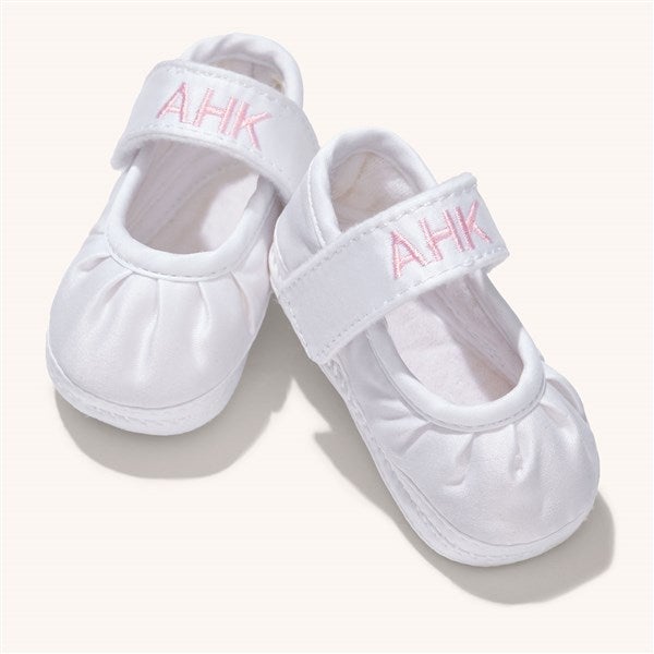 Initial Personalized Mary Jane Satin Baby Shoes For Girls  - 54472
