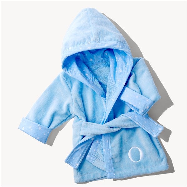 Initial Blue Embroidered Baby Robe  - 54475