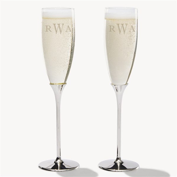Monogram Engraved Silver Flute Set  - 54478
