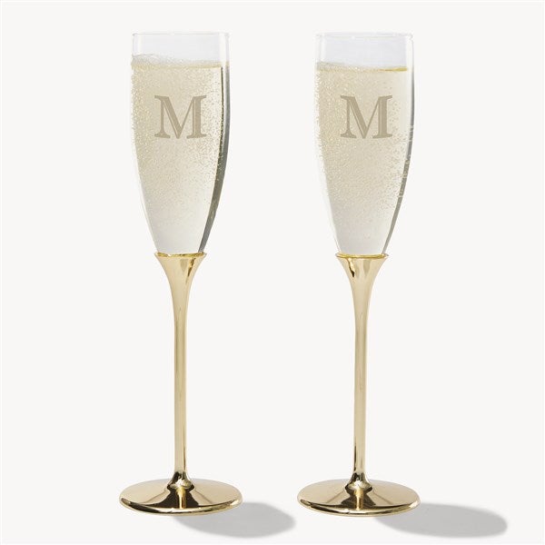 Initial Engraved Gold Flute Set  - 54479