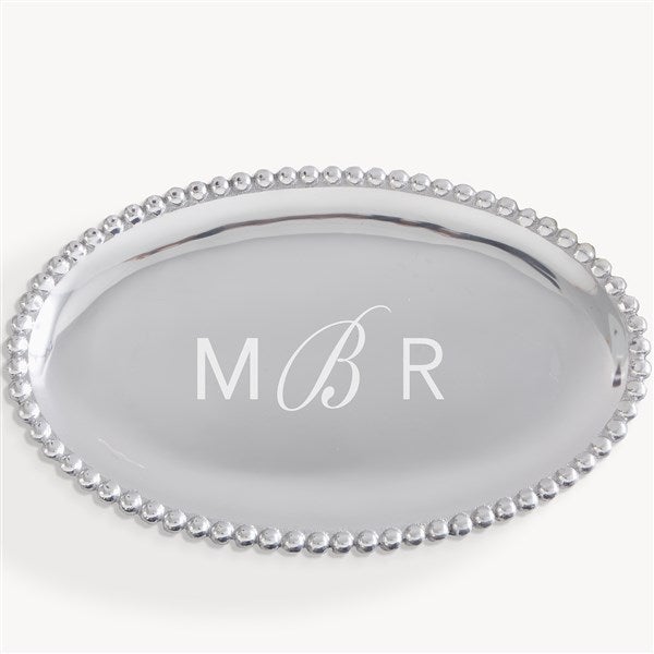 Monogram Mariposa® String of Pearls Personalized Oval Serving Tray  - 54485