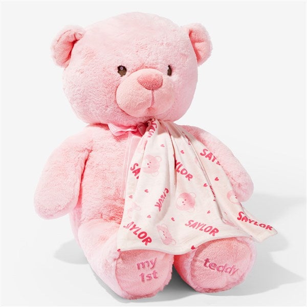My First Teddy Personalized Lovey & Pink Teddy Bear Set  - 54501