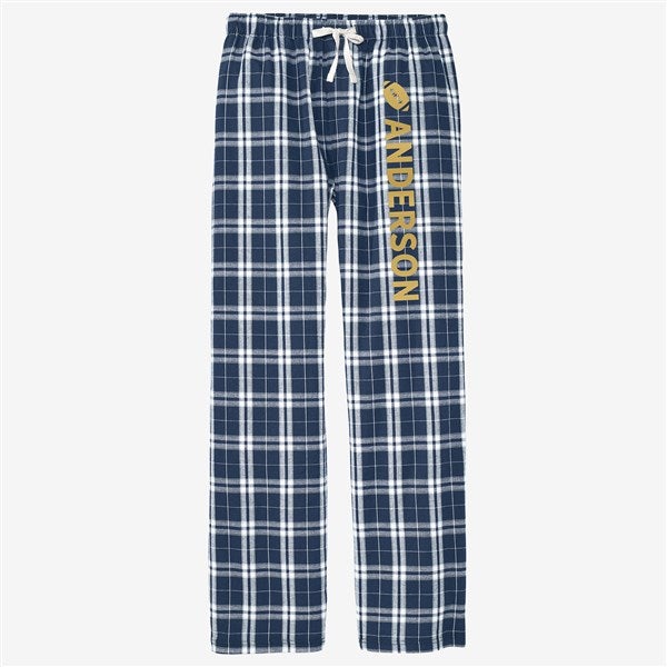 Sports Icon Personalized Men&#39;s Flannel Pants Navy and White - 54512