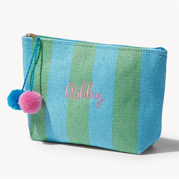 Tropical Tides Embroidered Paper Straw Zip Pouch - 54515