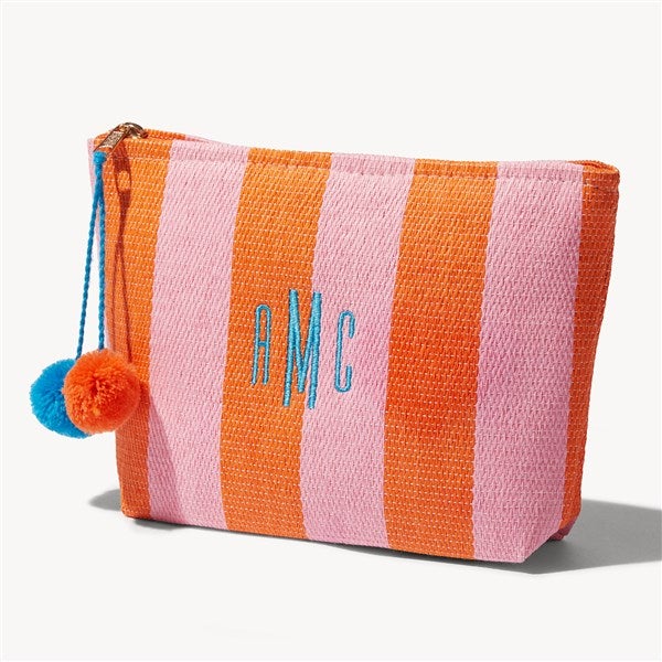 Tropical Tides Embroidered Paper Straw Zip Pouch - 54515
