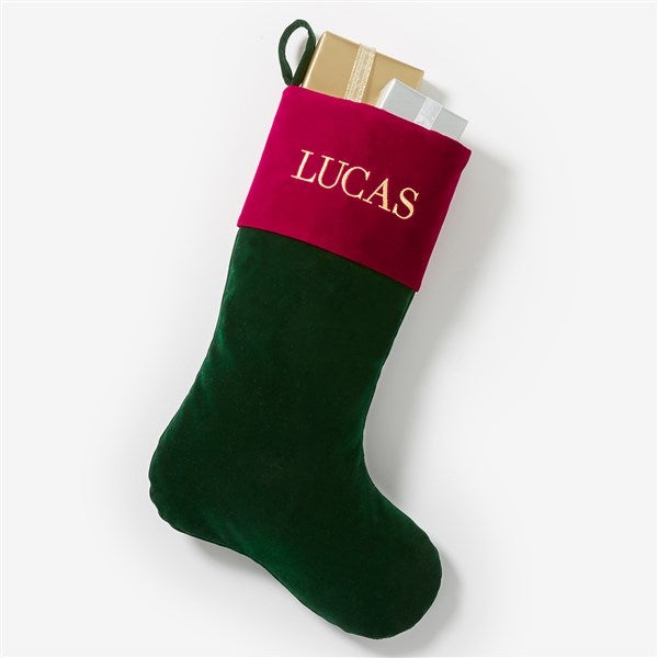Yuletide Elegance Embroidered Velvet Stocking - 54531