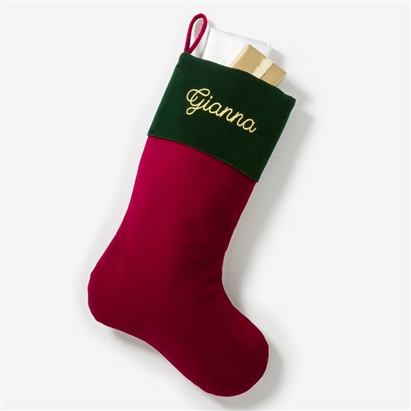 Yuletide Elegance Embroidered Velvet Stocking - 54531