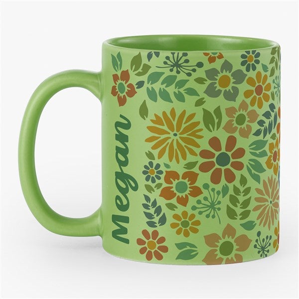 Retro Floral Personalized Coffee Mugs - 54563