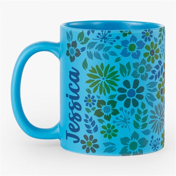 Retro Floral Personalized Coffee Mugs - 54563