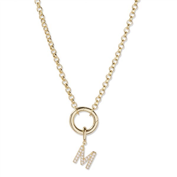 Custom Personalized Gold Initial Charm Necklace - 54678D