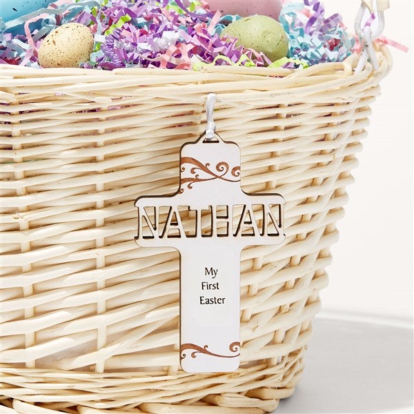 Cross Personalized Wooden Easter Basket Tags - 54685
