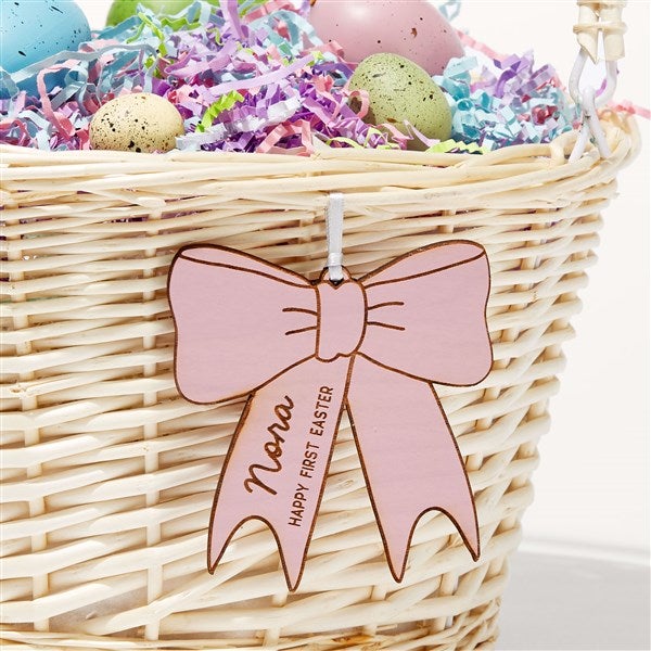 Darling Bow Personalized Easter Wooden Basket Tag - 54688