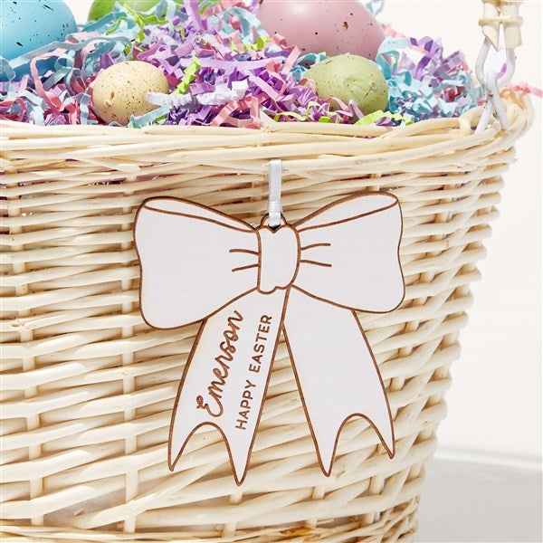 Darling Bow Personalized Easter Wooden Basket Tag - 54688