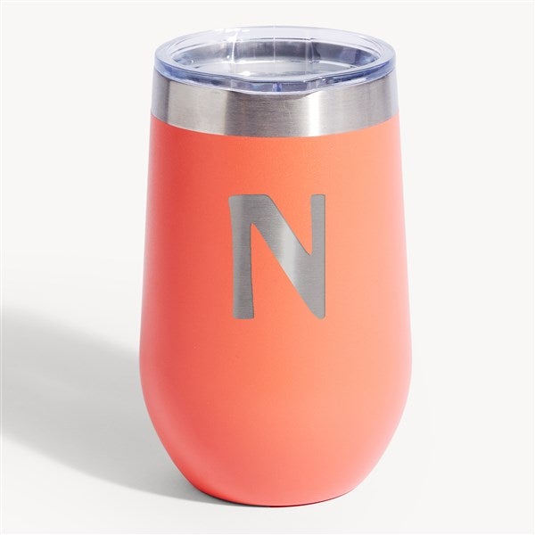 Cool Vibes Personalized Initial Stemless Wine Tumbler with Lid - 54702