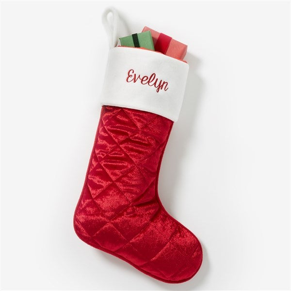 Cozy Quilt Christmas Embroidered Stocking  - 54710