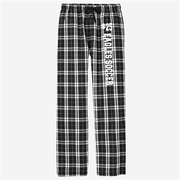Sports Number Personalized Black & White Flannel Pants - 54754