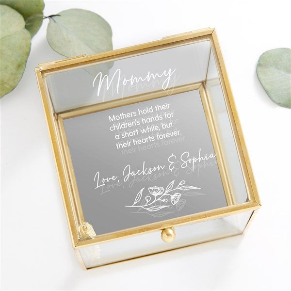 Engraved Floral Message Glass Jewelry Box   - 54772