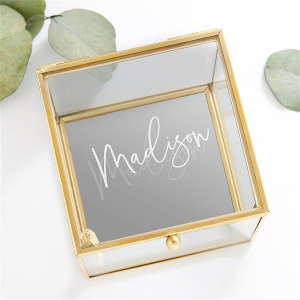Engraved Script Name Glass Jewelry Box by Jessie James Decker - 54778