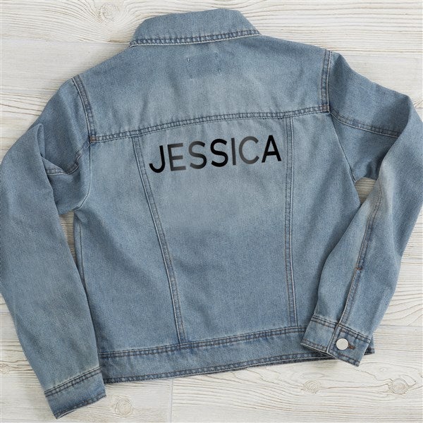 Kittenish Metallic Foil Name Personalized Denim Jacket  - 54788