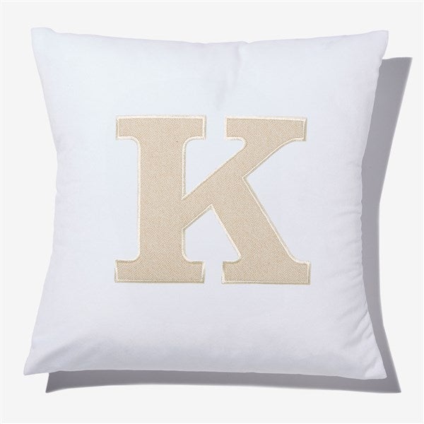 Natural Initial Embroidered Applique Throw Pillow - 54804