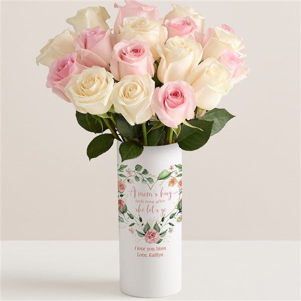 A Mom&#39;s Hug Personalized Vase with Lovely Mom Roses - 54842
