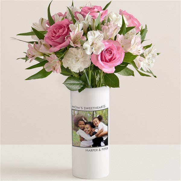 She&#39;s Picture Perfect Personalized Photo Vase with Fresh Flower Bouquet - 54850