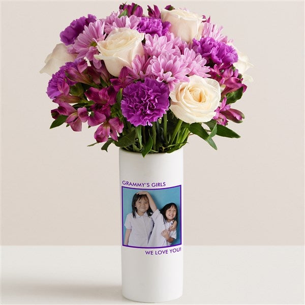 She's Picture Perfect Personalized Photo Vase with Fresh Flower Bouquet  - 54850
