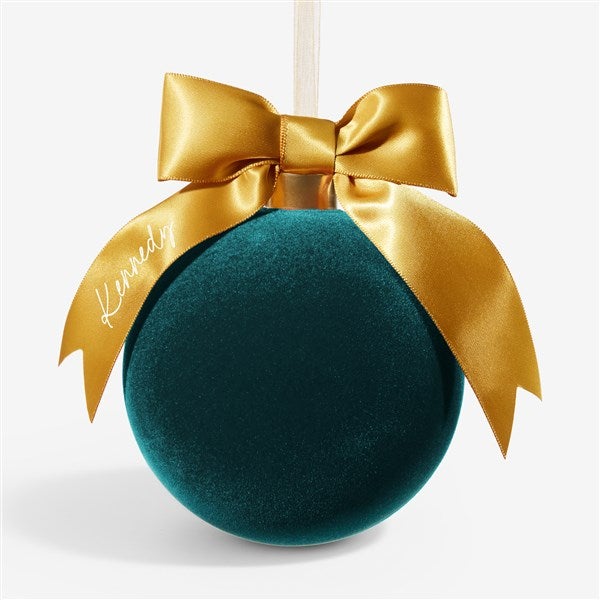 Holiday Bow-Tied Personalized Velvet Ball Ornament  - 54872
