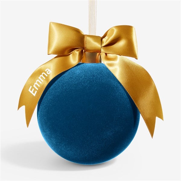 Holiday Bow-Tied Personalized Velvet Ball Ornament  - 54872