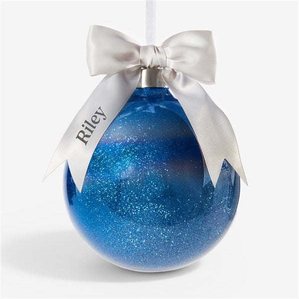 Holiday Bow-Tied Personalized Glitter Ball Ornament  - 54873