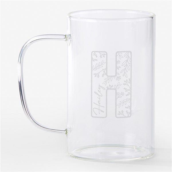 Pattern Initial Engraved 18oz Glass Mug  - 54927