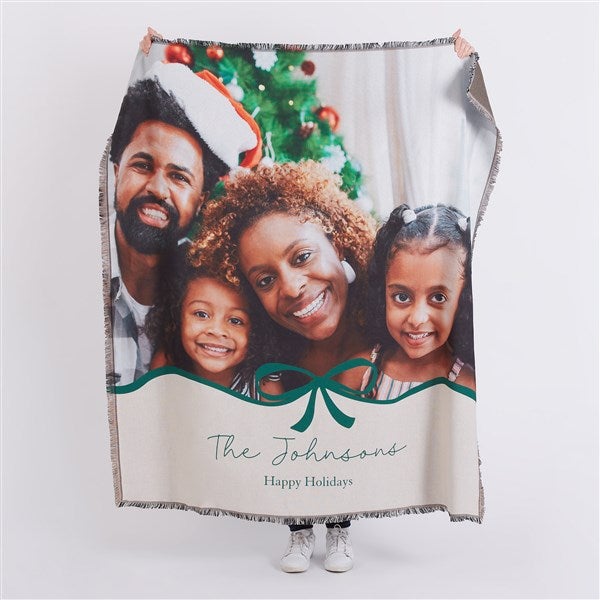 Christmas Bow Personalized Photo Blanket  - 54975
